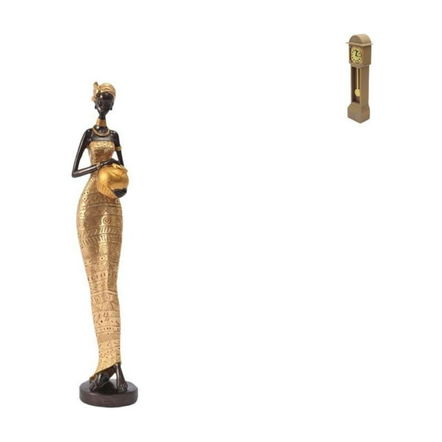Estatua de mujer, figura africana, reloj de pie en miniatura para casa de muñecas, adorno coleccionable de resina, ideal para tiendas, hogar y oficina