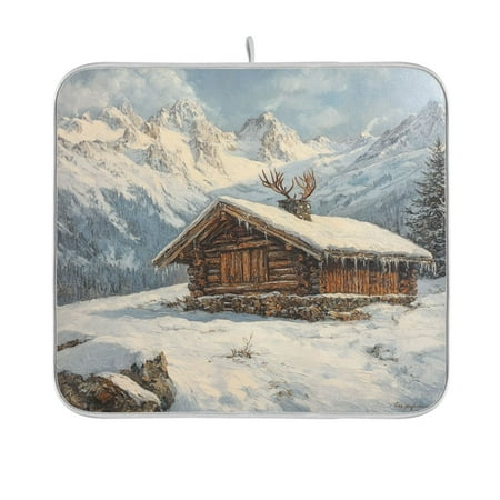 

BZSMCE Dish Drying Mat Wooden Cabin Design Drying Mats