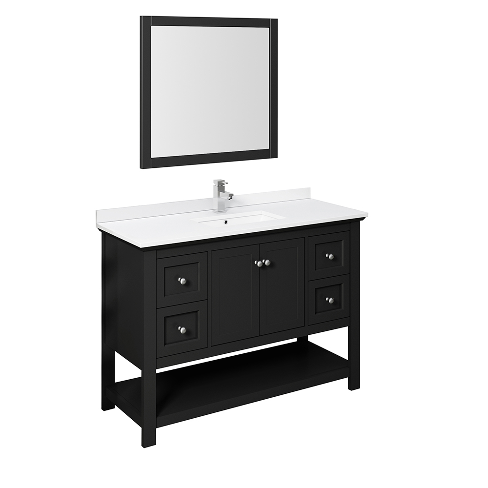 Fresca Manchester 48" Black Traditional Bathroom Vanity w ...