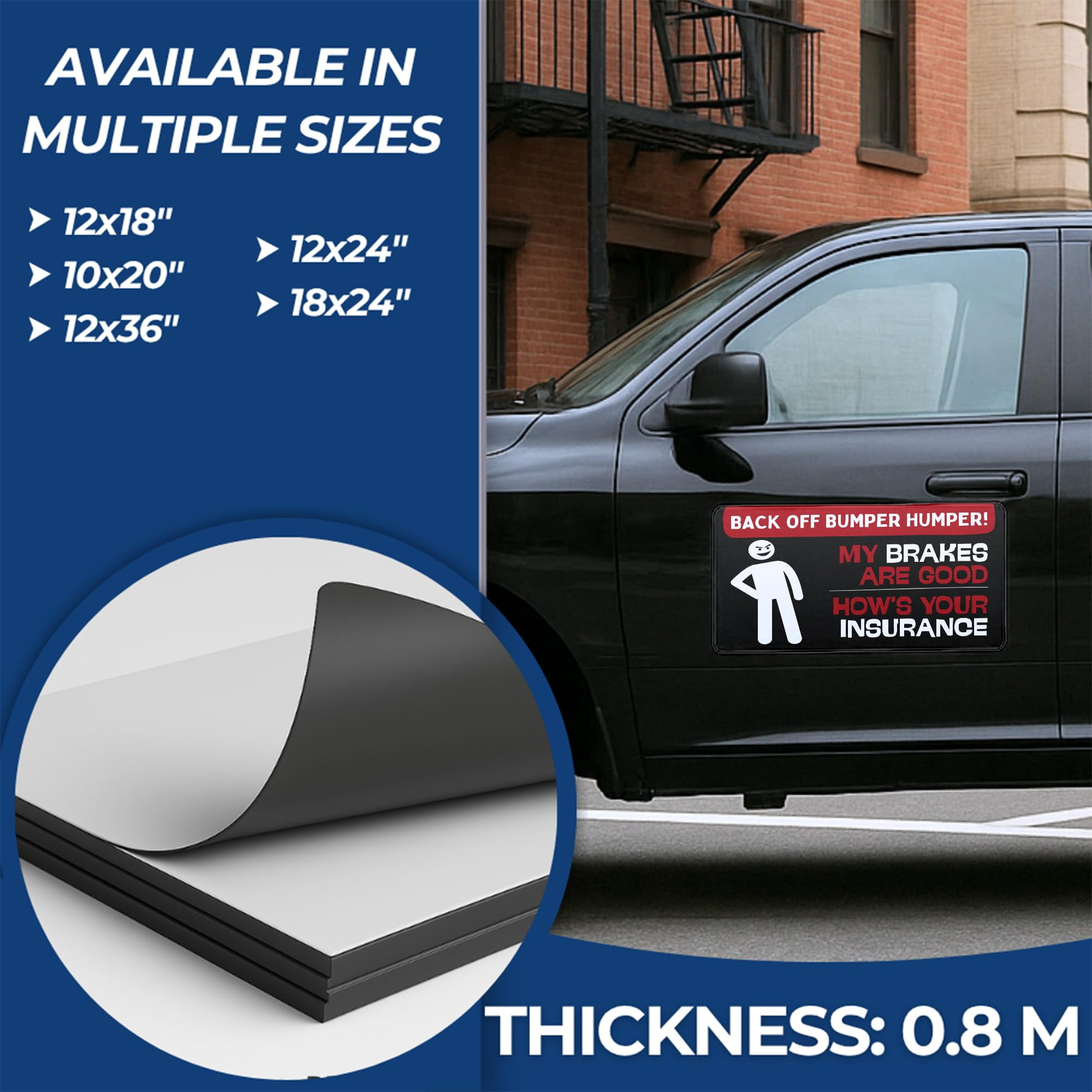 Catch Me If You Can Car Magnet Sign by DC, 12"x36" flexible car magnetic sheets with adhesive backing, bumper magnet sticker for vehicles, trucks & business advertising signs, 2 PC, Made in USA