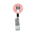 thumbnail image 1 of Dévidoir de Badge Rétractable Damier Rose Boston Terrier, 1 of 1