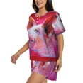 thumbnail image 2 of Bingfone Pink Pig Print Pajamas Sets for Women Soft Short-Sleeved Pjs with Lounge Shorts Two Piece Sleepwear, 2 of 8