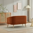 thumbnail image 3 of 50.78" Modern Loveseat Couch Sofa, Corduroy Fabric Upholstered 2-Seat Sofa, Loveseat with Wooden Nature Legs for Small Space Office Studio Apartment Bedroom (Orange), 3 of 11