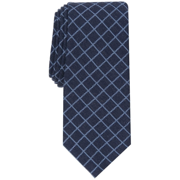 Alfani BLACK Men's Mair Grid Silk Blend Slim Tie, O/S
