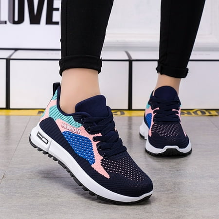 

Cathalem Leisure Women s Lace Up Travel Soft Sole Comfortable Shoes Outdoor Mesh Shoes Runing Fashion Sports Women S Sneaker Blue 8