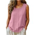 thumbnail image 2 of IYYVV Linen Tank Tops for Women Summer 2026 Casual Sleeveless Cotton Shirts Ruched Comfy Loose Fit Lightweight Gauze Cami 2026 Pink XL, 2 of 6