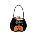 thumbnail image 2 of Yyuenw 4 Pcs Velvet Halloween Trick or Treat Bags, Pumpkin Witch Embroidered Handheld Candy Pouch, Reusable Color Block Handle Gift Bag for Party Festival Decor, 2 of 7