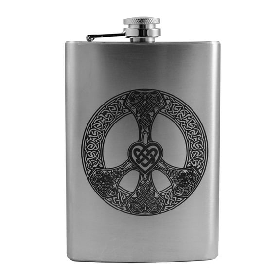 8oz Celtic Love and Peace Flask L1