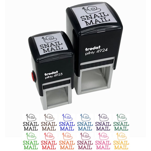 Snail Mail Cute Doodle Self-Inking Rubber Stamp Ink Stamper - Black Ink - Small 1 Inch