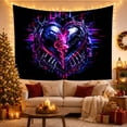 thumbnail image 3 of Dark Metallic Heart with Skeletal Hands Against Black Background Spooky Gothic for Goth Enthusiasts Neon Digital Art Decor Birthday Gift Tapestry Wall Hanging for Bedroom and Gaming Room, 3 of 7