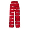 thumbnail image 4 of Olyvenn Striped Capri Pants for Women Casual 2025, Summer Drawstring Elastic Waist Linen Pants Wide Leg Cropped Trousers with Pockets Red XL, 4 of 5