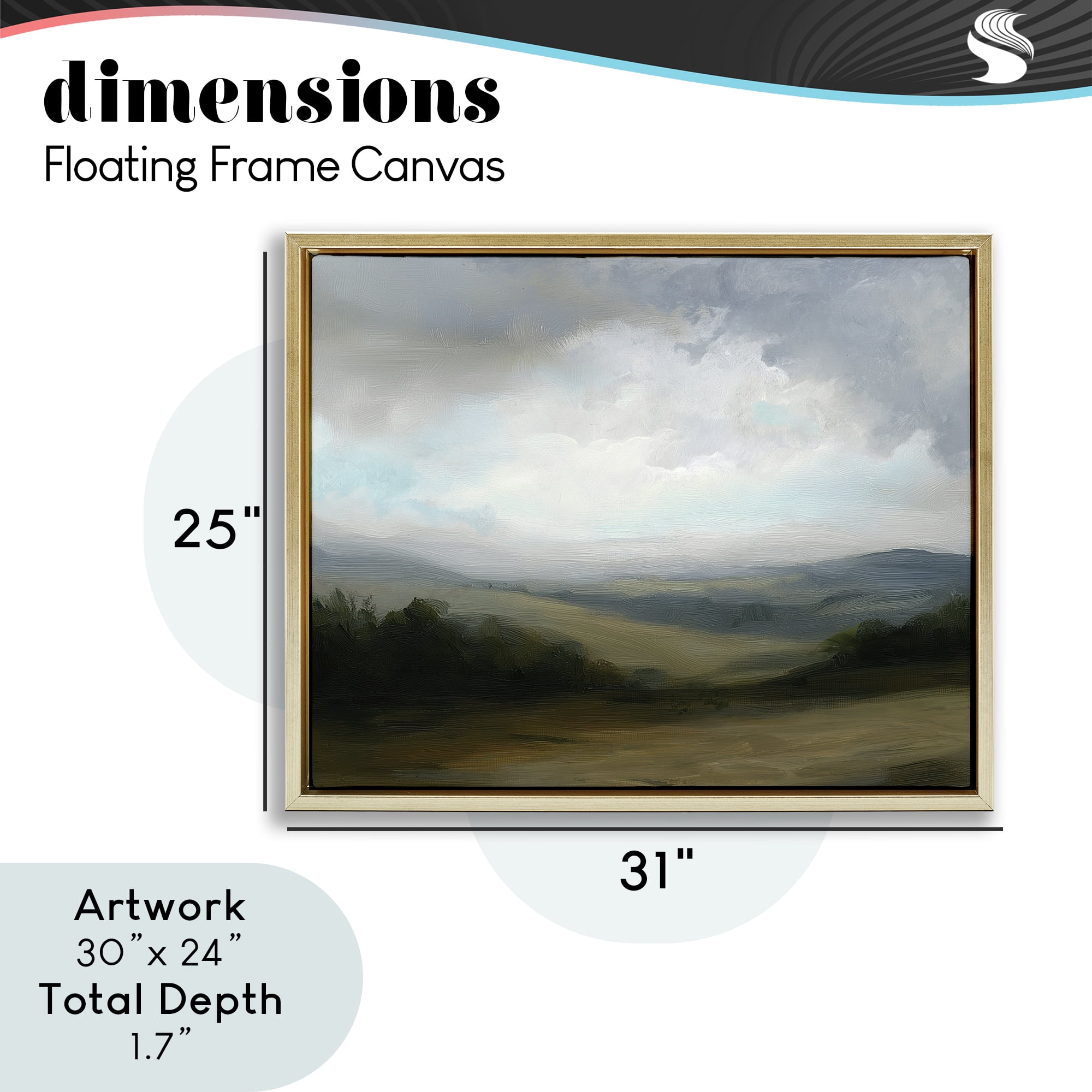 Stupell Industries Refreshed Quiet Rolling Hills Gold Framed Floater Canvas Wall Art, design by Annabelle Hall