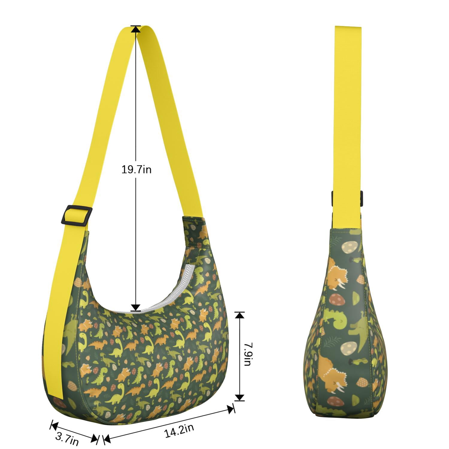 Nylon Crossbody Bag for Women – Adjustable & Lightweight, Artistic Dinosaur Illustration, Modern Minimalist Dinosaur Lover Style, Durable Purse