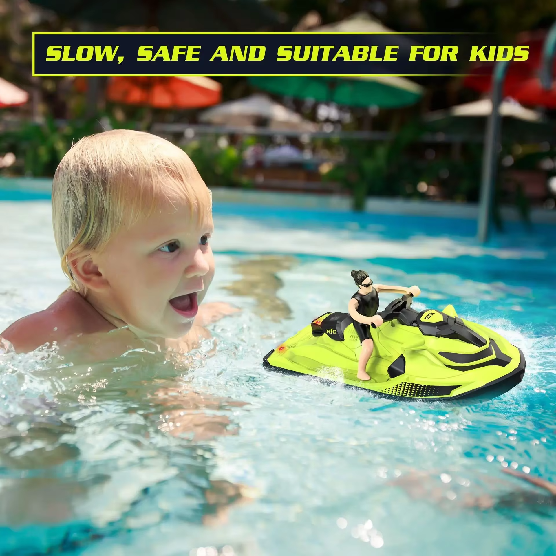 RC Boat Funtogether Toys 2.4GHz High Speed Remote Control Racing Ship with Low Battery Alarm for Kids and Adults