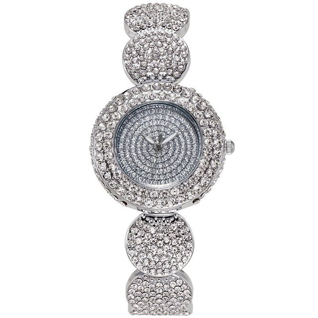 Mantianxing Reloj de cuarzo para mujer con correa de acero de aleación con diamantes de imitación (plateado)
