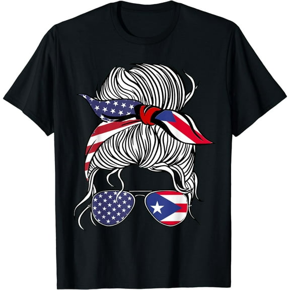 American Puerto Rican Patriot Flag Women Girl Rico Grown T-Shirt
