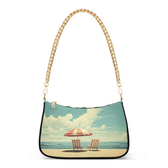 Ryvnso Summer Beach Vocation Style Womens Chain Shoulder Bag Tote Handbags Clutch Hobo Purse with Zipper for Travel