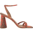 thumbnail image 6 of Sam Edelman Kia Orange Poppy Squared Open Toe Ankle Strap Block Heeled Sandals (Orange Poppy, 10.5), 6 of 6