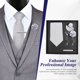 thumbnail image 3 of Juego de 5 corbatas para hombre con clip de corbata y alfiler de solapa: elegante combinación de corbata y pañuelo para negocios, bodas y eventos formales., 3 of 5