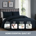 thumbnail image 6 of Swift Home 3PC Reversible Diamond Stitch Lightweight Quilt & Sham Set, Navy, Full/Queen, 6 of 6