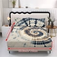 thumbnail image 2 of COEQINE Queen Sheet Set Soft Stretchy Bedding Sheet Set 3 Pieces Deep Pocket Holiday Bedding Set with All Around Elastic Snug Fit Bottom Bedsheet, Vintage Tie-dye Swirl Brown Blue, 2 of 5