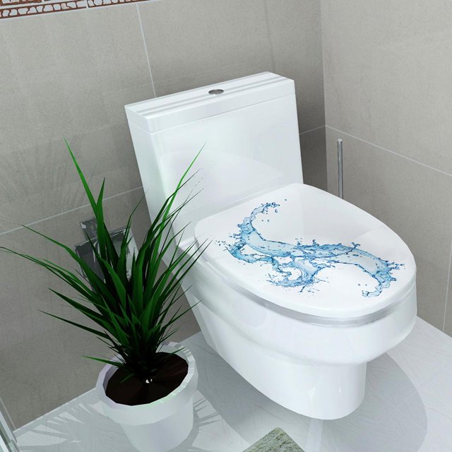 Etiqueta Engomada De Del Asiento Del Retrete Decorativas Decorativas Del arte Del Vinilo Del W / Fish Agua de descarga BLESIY Adhesivo removible para inodoro