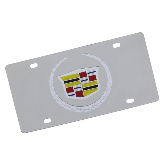 Cadillac Logo License Plate (Silver On Chrome)