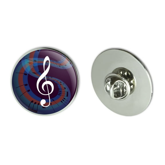 Treble Clef on Music Notes Metal 1.1" Tie Tack Hat Lapel Pin Pinback