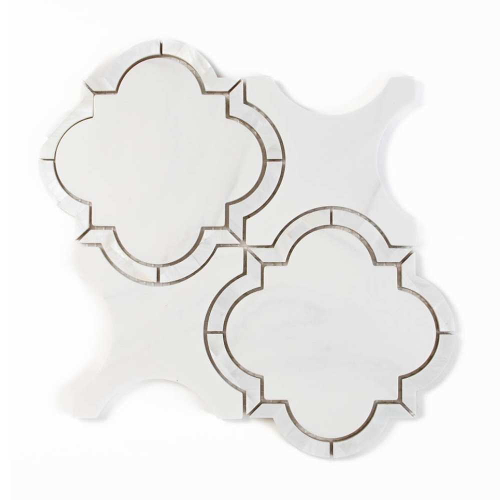 The Tile Life Delphi Pearl 9" x 9" Statuario Satin Glass Mosaic Wall Tile, 1 Sheet
