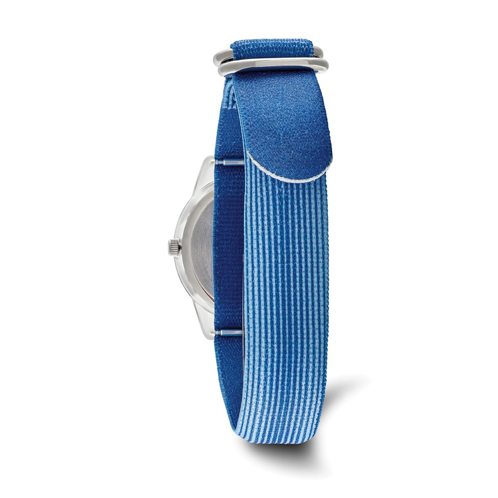 Moana Girls' Clear Plastic Time Teacher Watch, Blue Stripe Stretchy Nylon Strap - image 3 of 6