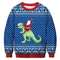 thumbnail image 4 of Suéter navideño informal con estampado 3D de dinosaurio feo para hombre y mujer como regalo de carnaval de Navidad 2023, 4 of 4