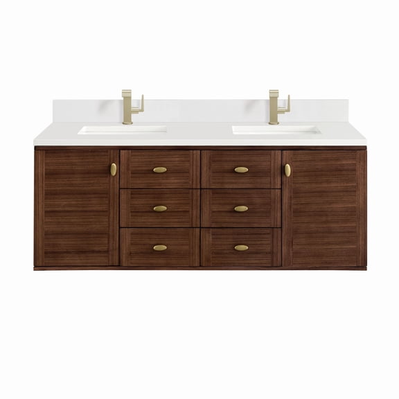 James Martin Vanities 670-V60d-1Wz Amberly 60" Double Basin Wood Vanity Set - Mid-Century