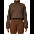 thumbnail image 1 of Sudadera con Media Cremallera para Mujer, para Otoño e Invierno, Informal, Holgada, Resistente Al Viento y Cálida. Color Chocolate L, 1 of 8