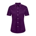 thumbnail image 5 of jtjvou Sparkly Sequin Blouses for Women Short Sleeve Collared Button Down Shirts Dressy Casual Party Club Tops Purple L, 5 of 5