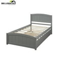 thumbnail image 3 of Bellemave Twin Platform Bed with Trundle Solid Wood Twin Bed Frame with Headboard Space Saving Wooden Bed forTeens & Adults, Gray, 3 of 10