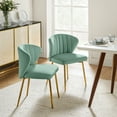 thumbnail image 3 of Tina's Home Home Velvet Dining Chairs Set of 2 Upholstered Wingback Accent Side Chairs Metal Legs Living Room Kitchen Sage, 3 of 11