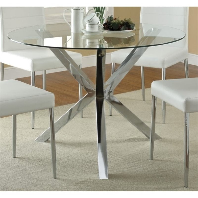 Bowery Hill Contemporary Round Glass Top Dining Table in ...