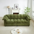 thumbnail image 2 of 94.8" Chenille Cloud Sofa, Modern Deep Seat Comfort Sofa, Plush Fluffy Upholstered Couch for Living Room, Bedroom, Office, Green Fabric 3-Seater Sofa, 2 of 7