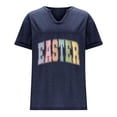 thumbnail image 4 of Corto para las Mujeres Casual Verano 2025 Pascua Impresión V-Cuello Camiseta, Ligero 95% Poliéster 5% Spandex Top para Toda la Temporada Hogar Y Diario, 4 of 7