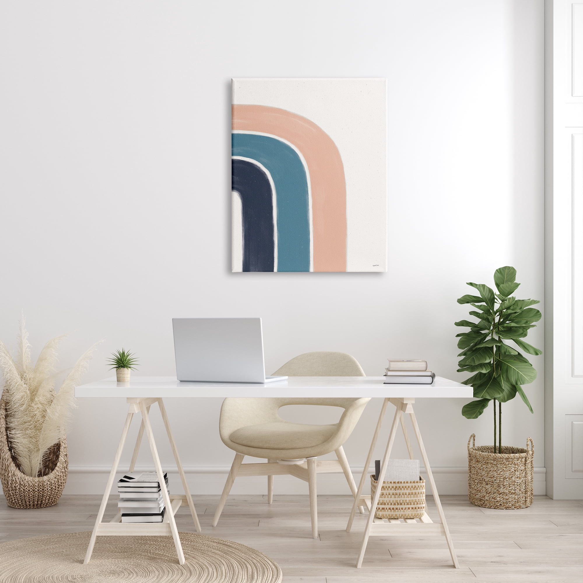 Stupell Indtries Half Rainbow Minimal Three Arch Shape Blue Pink,30 x 40,Design by Leah York