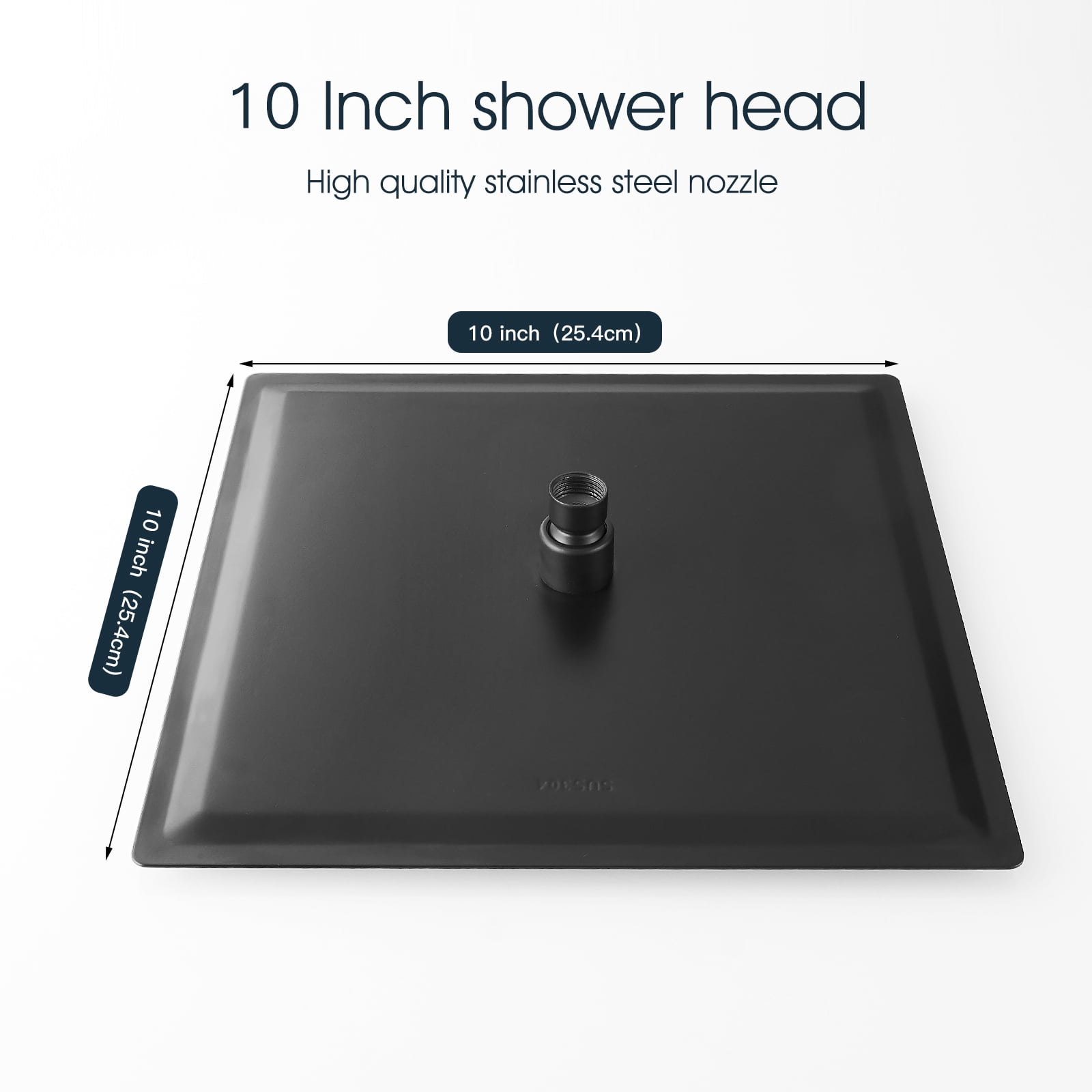 1-Spray 10 in. Single Wall Mount Square Fixed Rain Shower Head in Matte Black