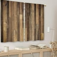 thumbnail image 3 of Brown Farmhouse Wooden Barn Door Kitchen Curtains Country Wood Western Small Short Cafe Window Curtains Rustic Vintage Bathroom Drapes Treatment Tier Curtains 2 Panels (27.5x39 Inch), 3 of 6