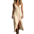 thumbnail image 4 of Fancy Dresses for Women 2026 Elegant Sleeveless Tank V Neck Button Semi-Formal Wrap Dress Work Office, 4 of 5