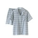 thumbnail image 1 of Conjunto de pijama de verano para hombre, cárdigan de manga corta de gasa fina y pantalones cortos, ropa de casa a cuadros, conjunto de pijama para hombre, 1 of 8
