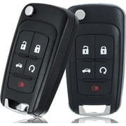 Car Key Fob Keyless Entry Remote Compatible with Chevy Cruze/Camaro/Impala/Equinox/GMC Terrain/Buick Lacrosse 2010 2011 2012 2013 2014 2015 2016 2017 5 Buttons Key for (2 Packs)