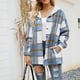 thumbnail image 4 of Puntoco Camiseta de manga para mujer Ropa de abrigo holgada con frente abierto Abrigo con capucha a cuadros tops Chaqueta Puntoco Puntoco-1575, 4 of 6