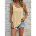thumbnail image 2 of Plus Size Vacay Cami Top, Women's Plus Plain Eyelet Embroidered Split Straps Scoop Neck Cami Top, 2 of 5