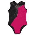 thumbnail image 3 of Alvivi Kids Girls Rhinestone Sleeveless Ballet Dance Leotard Gymnastic Color Block Bodysuit Hot Pink 14, 3 of 5