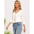 thumbnail image 4 of DARING DIVA Women's Ruffled Long Sleeve Rib Knit Open Front Cardigan XS White, 4 of 6