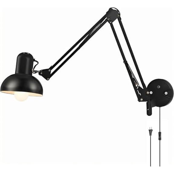 Black Industrial Swing Arm Wall Light Nordic Adjustable Long Arm Wall Sconces Lamp Metal Double-arms Folding Architect Work Wall Mount Lighting for Bedroom Reading Living Room$$Tools & Hardware Other